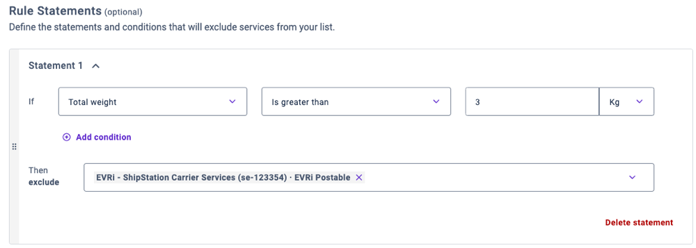 Service group rule first statement