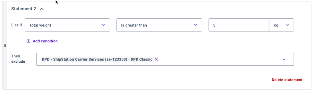 Service group rule second statement