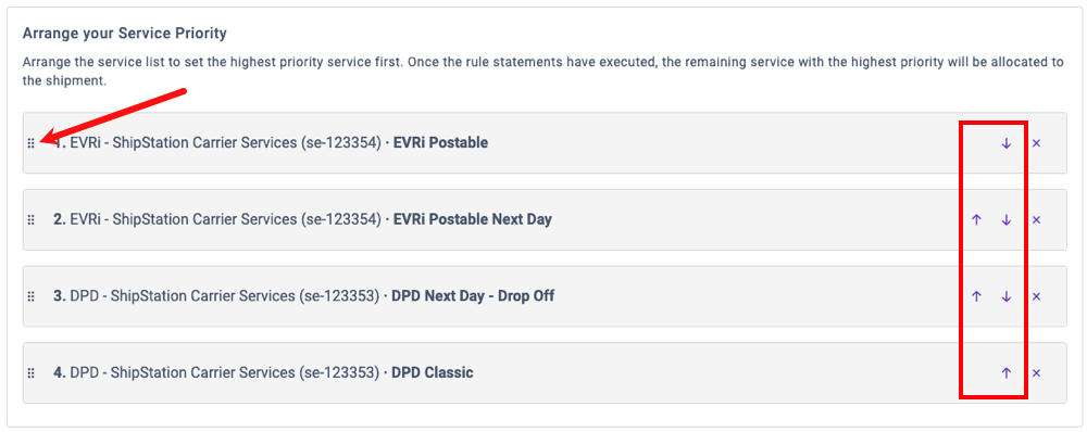 Move services in priority list for shipping rules
